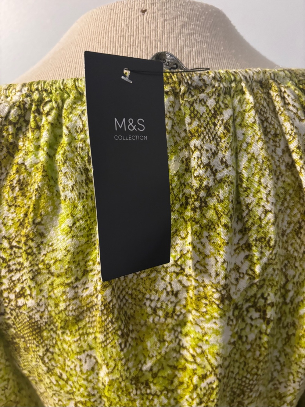 Long Sleeve Lime Green Printed Smock Dress - Picture 4 of 6